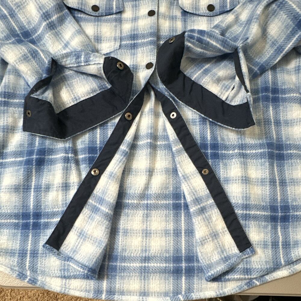 Simply Southern Women’s Blue/White Plaid Shacket Jacket Button Front Collared XL - Picture 11 of 13